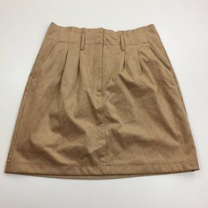NWT ANN TAYLOR LOFT Beige Pleated Waist Coated Pockets Lined Skirt
